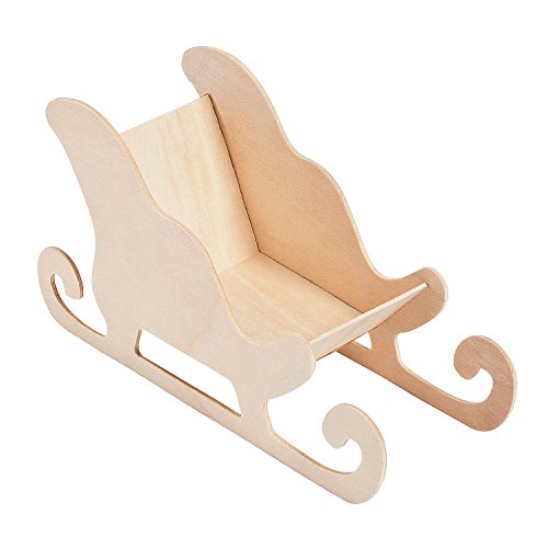 Fun Express DIY Unfinished Wood Santa Sleigh - Set of 3 - Christmas Craft Suplies