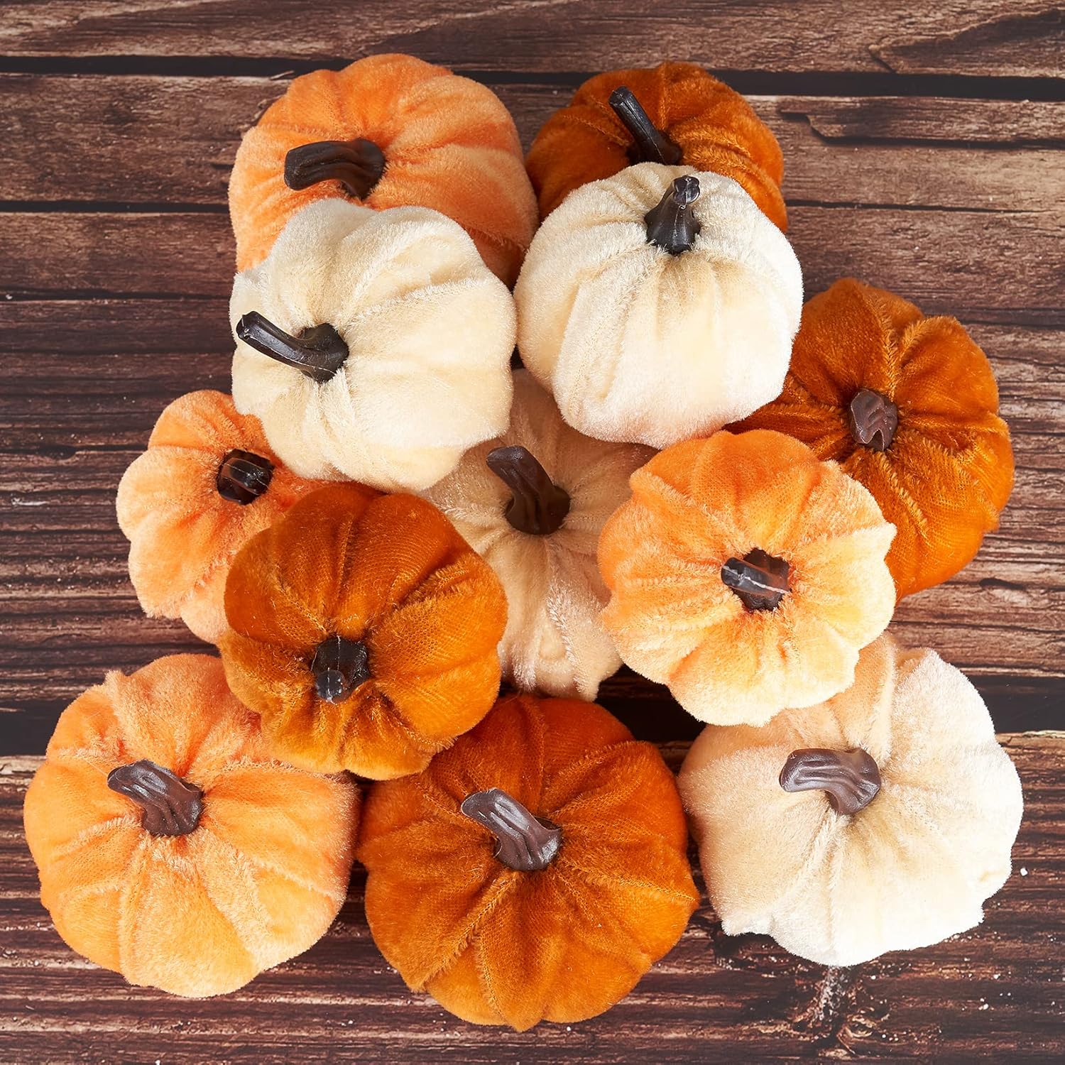 Pumpkin Decor 12pcs Artificial Fake Faux Velvet Foam Fabric Pumpkins