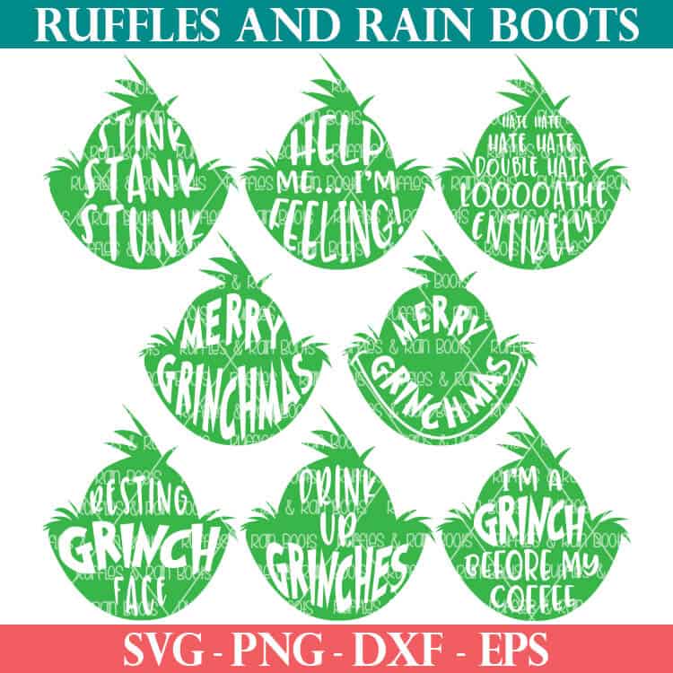 Eight Free Grinch Head SVG for Christmas Crafts and Fun